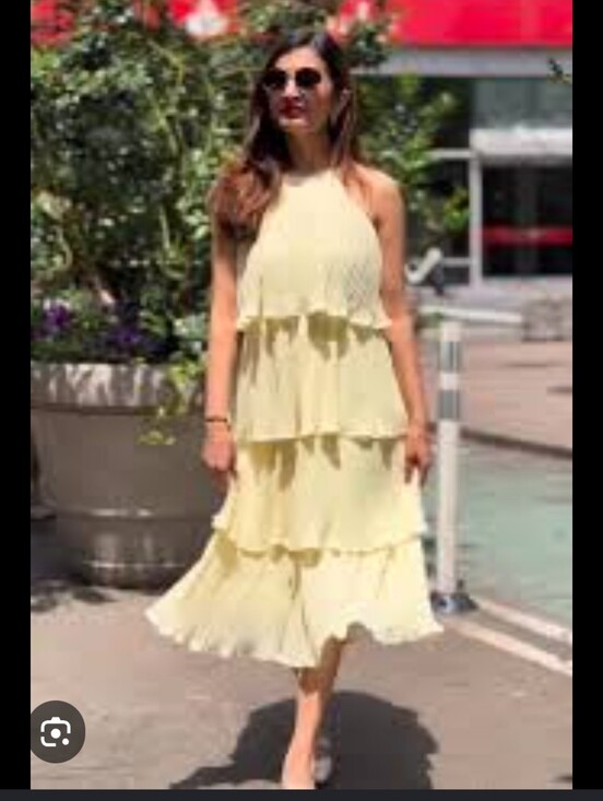 Zesica Dresses & Skirts - Brand New Sleeveless Tiered Ruffle Midi Dress in Pale Yellow